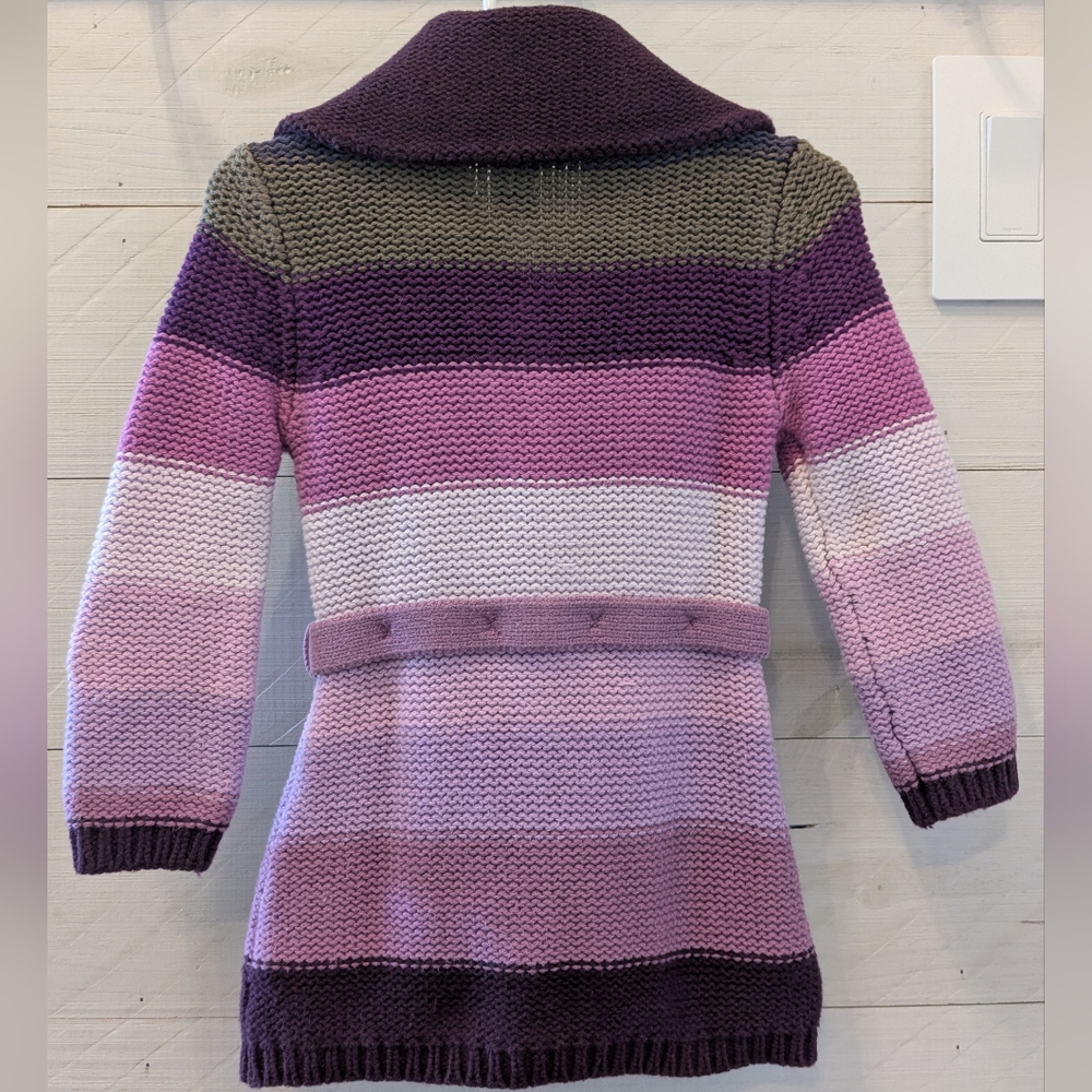 🪻Baby GAP Toddler Girl's Purple Striped Sweater Cardigan; Size: 18-24 Months - Picture 2 of 5